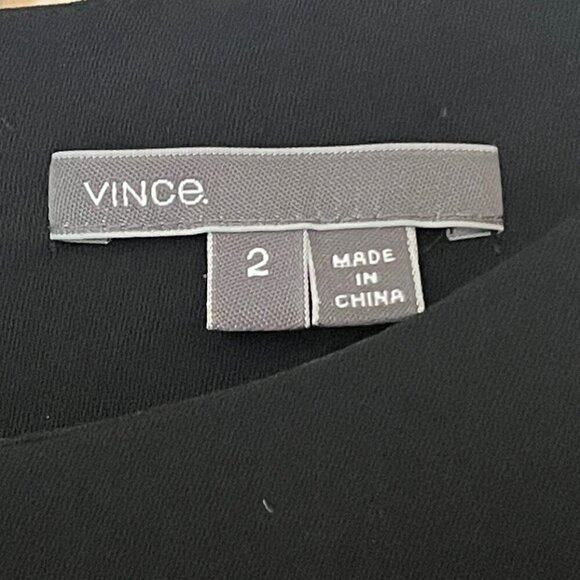 Vince women's long-sleeved dress sheath leather trim black 2 - Picture 7 of 12